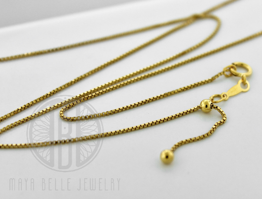 14k GF 22" Adjustable Box Chain - Maya Belle Jewelry