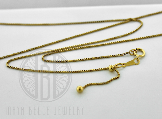 14k GF 22" Adjustable Box Chain - Maya Belle Jewelry
