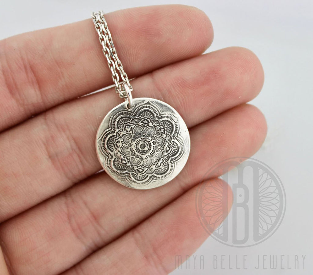 Mandala Necklace with Baby Hand or Footprint - Maya Belle Jewelry