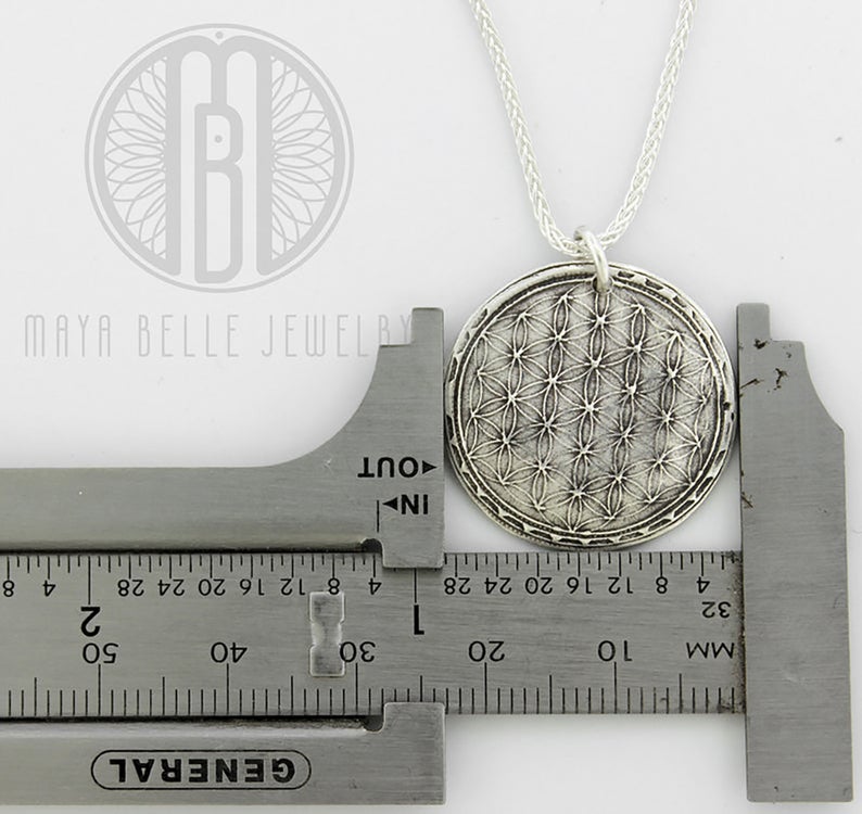 Sacred Geometry Necklace with Baby Foot Print on the Back - Maya Belle Jewelry