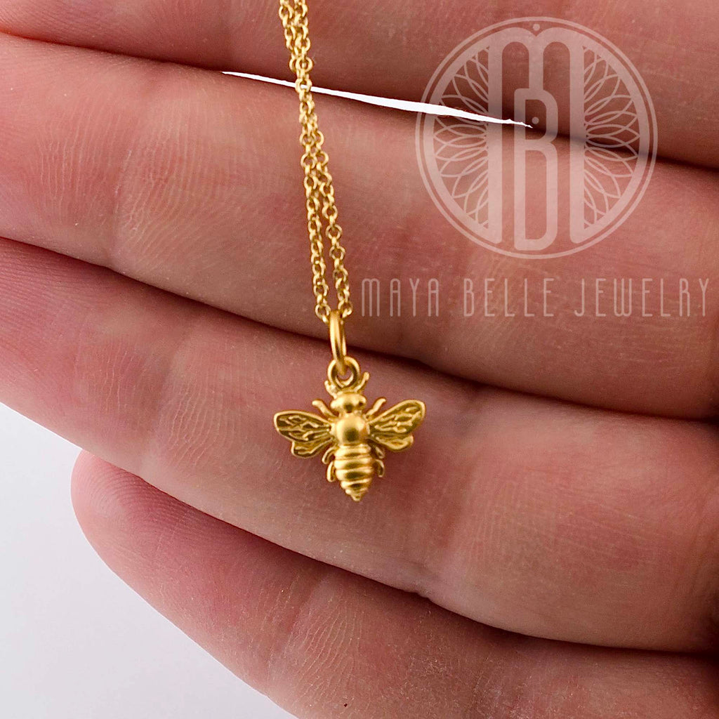 24k gold vermeil Gold Honey Bee necklace - Maya Belle Jewelry