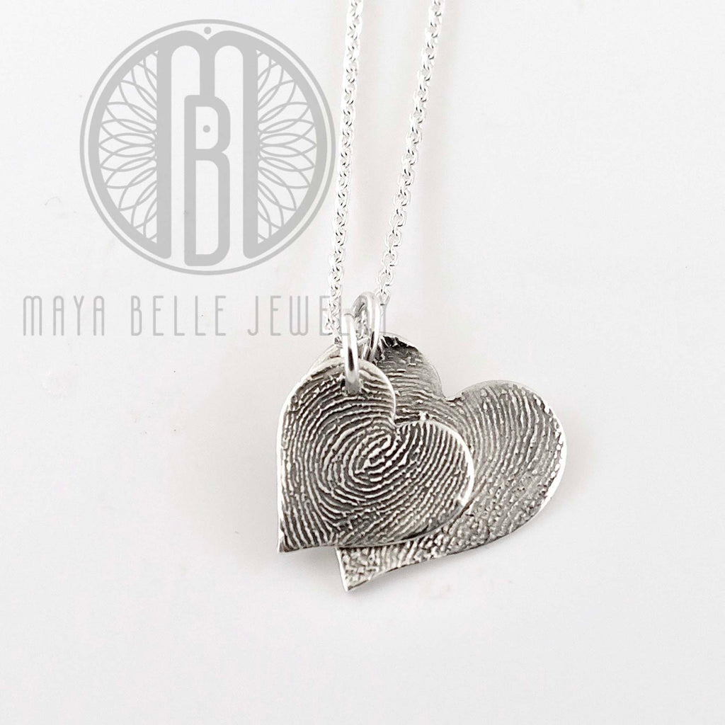 Classic Fingerprint necklace in puffy heart shape - Maya Belle Jewelry