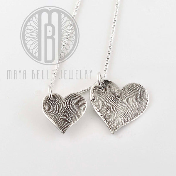 Classic Fingerprint necklace in puffy heart shape - Maya Belle Jewelry 