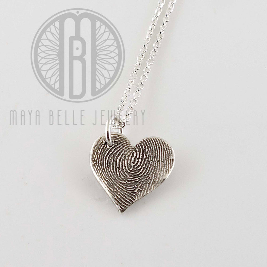 Classic Fingerprint necklace in puffy heart shape - Maya Belle Jewelry 