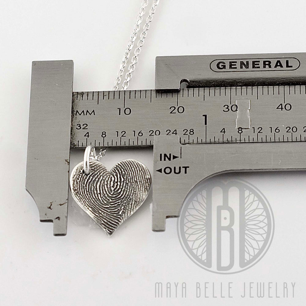 Classic Fingerprint necklace in puffy heart shape - Maya Belle Jewelry 