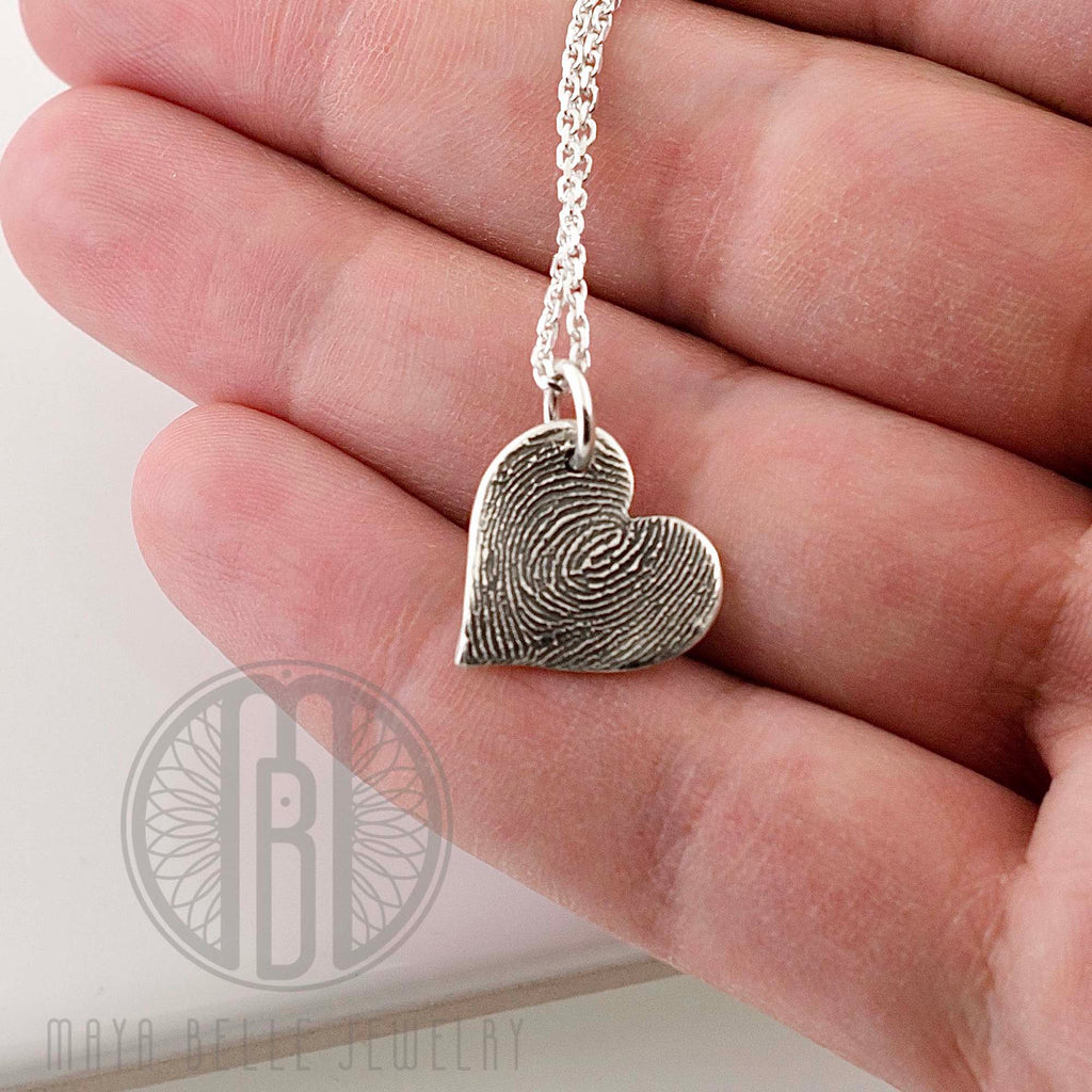 Classic Fingerprint necklace in puffy heart shape - Maya Belle Jewelry