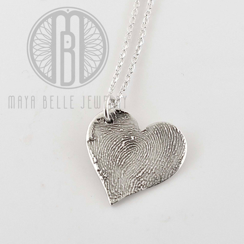 Classic Fingerprint necklace in puffy heart shape - Maya Belle Jewelry