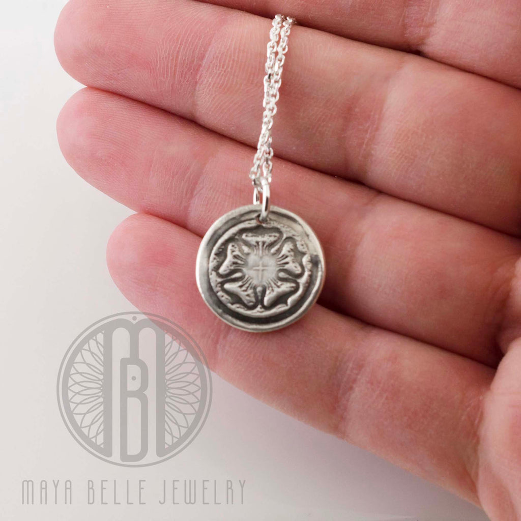 Rustic Luther Rose Necklace in silver or bronze - Maya Belle Jewelry