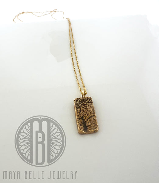 Rectangle bronze and gold dog nose print - Maya Belle Jewelry 