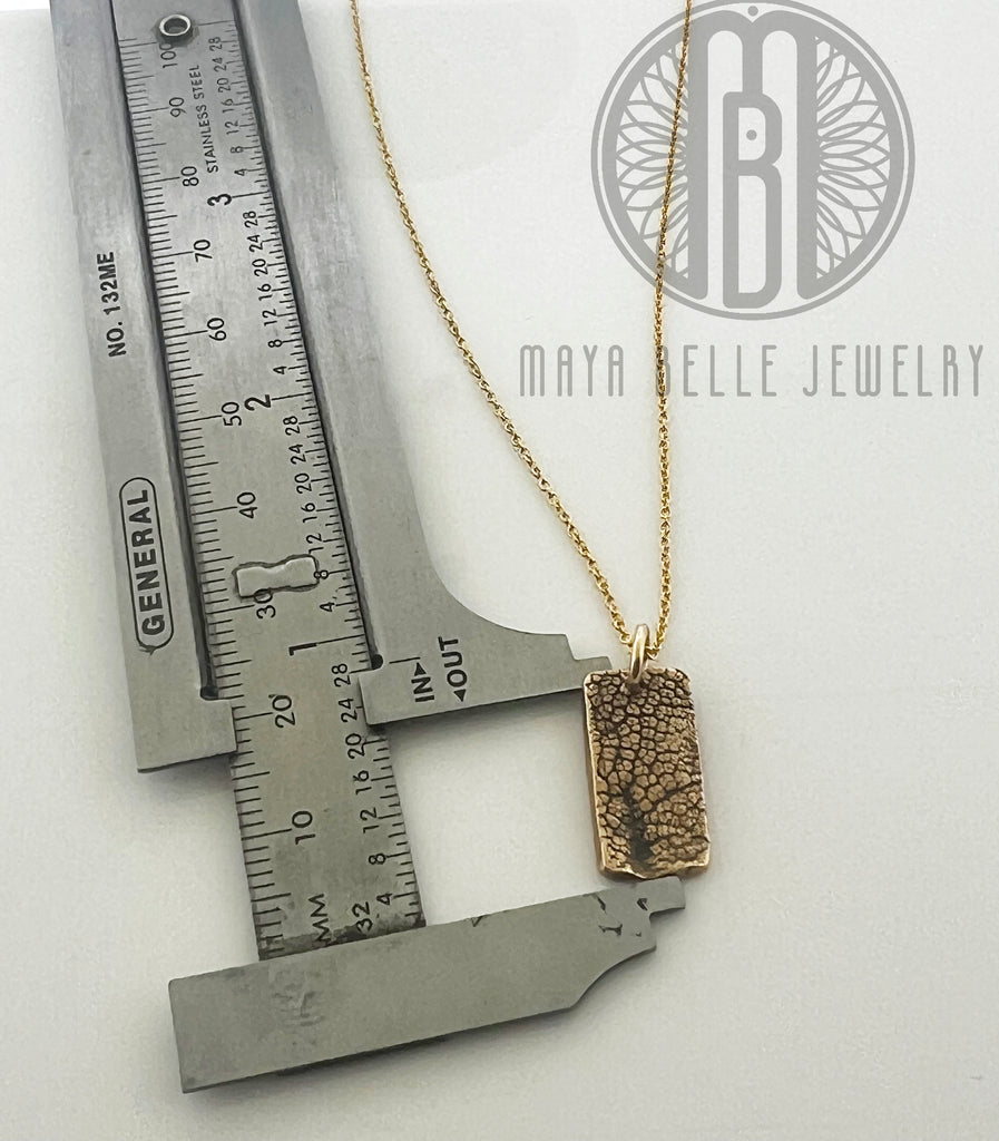 Rectangle bronze and gold dog nose print - Maya Belle Jewelry 