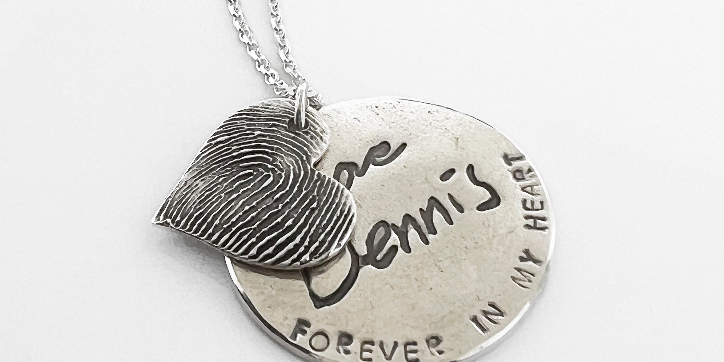 Fingerprint and handwriting custom memorial piece - Maya Belle Jewelry 