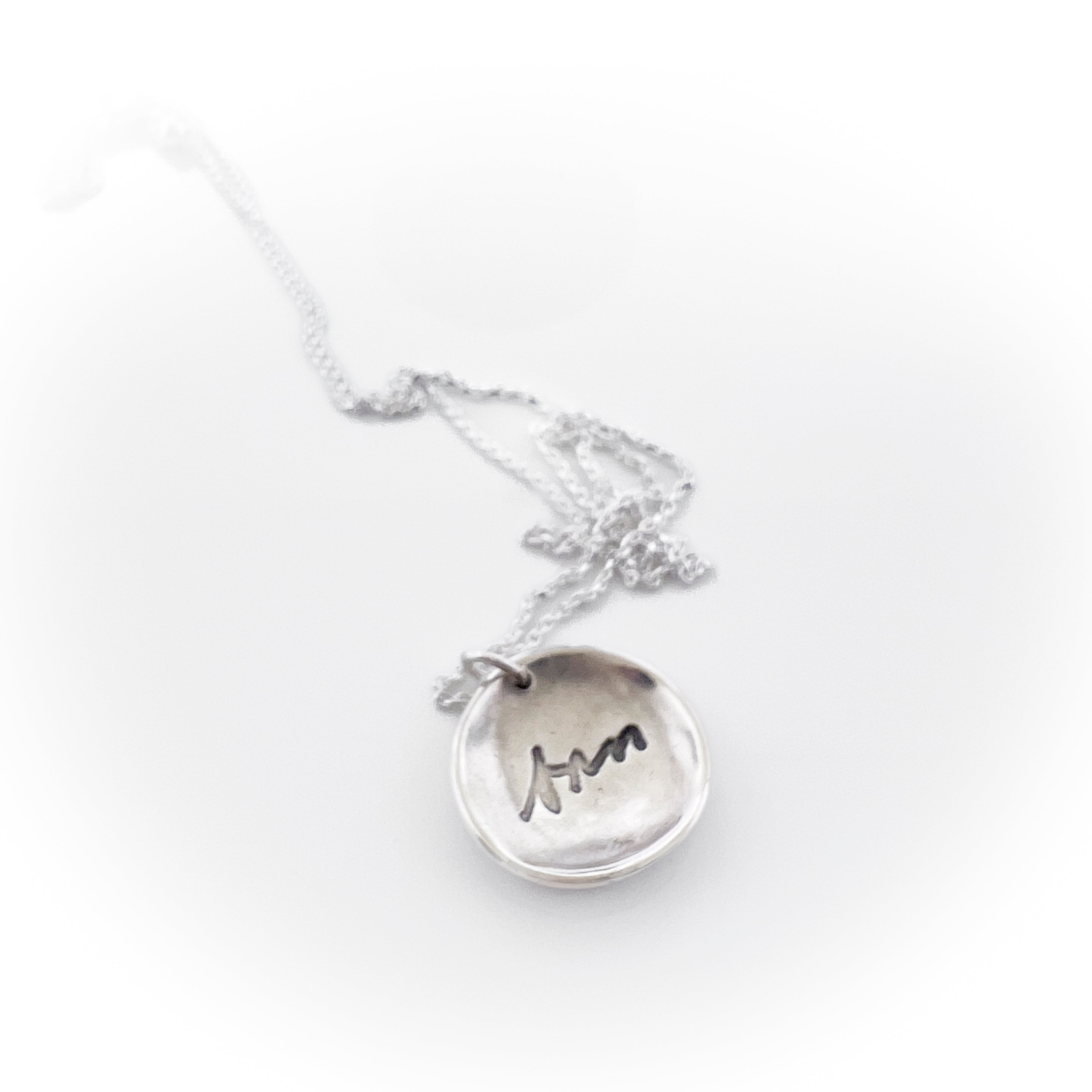 Mandala Necklace with Handwriting or Fingerprint on Back - Maya Belle Jewelry 