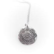 Mandala Necklace with Handwriting or Fingerprint on Back - Maya Belle Jewelry 