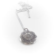 Mandala Necklace with Handwriting or Fingerprint on Back - Maya Belle Jewelry 