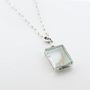 Vintage Glass Locket Necklace – Custom Memorial Jewelry – Charm with Photo, Hair, or Pressed Flower – Paperclip Chain - Maya Belle Jewelry 