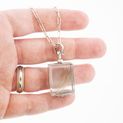 Vintage Glass Locket Necklace – Custom Memorial Jewelry – Charm with Photo, Hair, or Pressed Flower – Paperclip Chain - Maya Belle Jewelry 