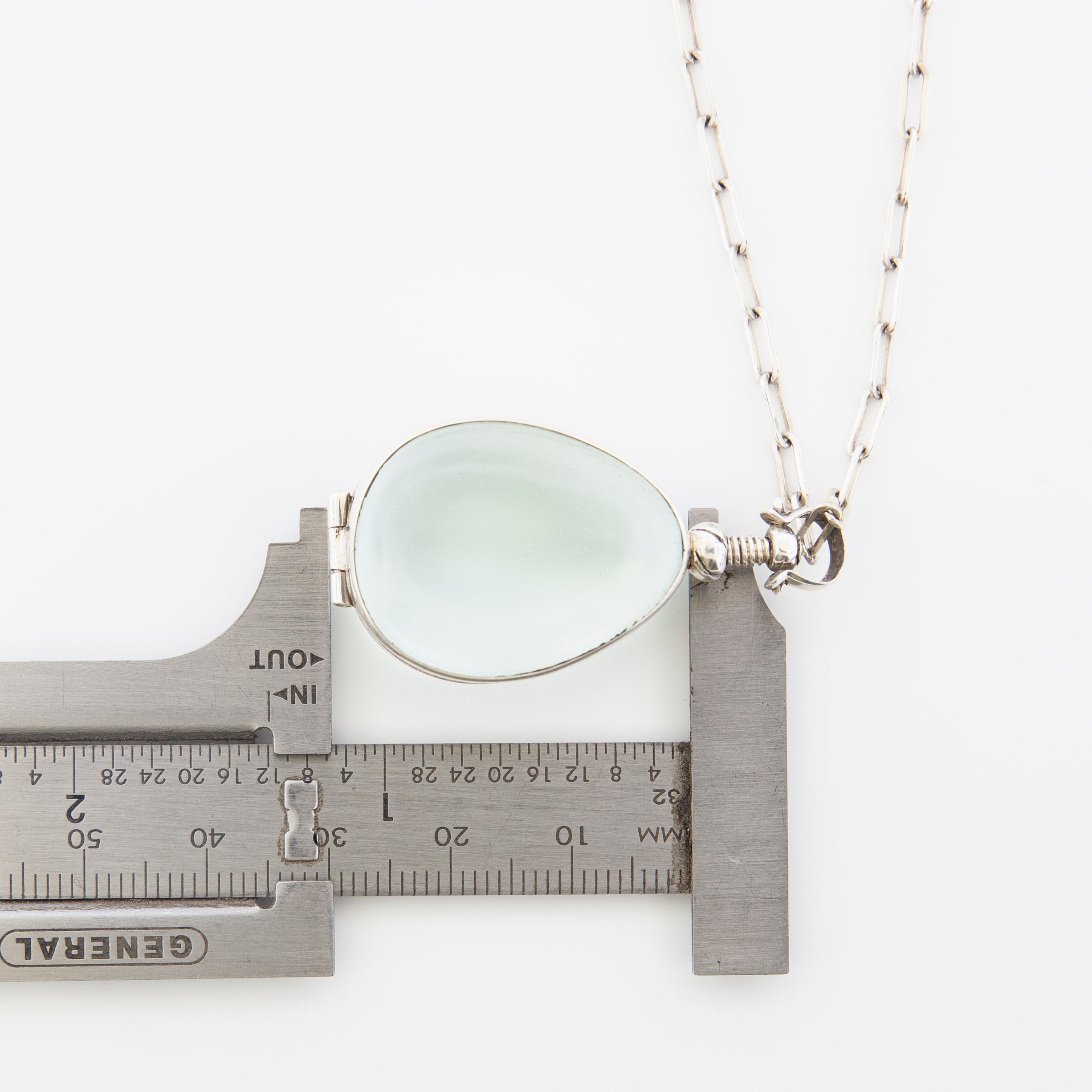Vintage Glass Locket Necklace – Custom Memorial Jewelry – Charm with Photo, Hair, or Pressed Flower – Paperclip Chain - Maya Belle Jewelry 