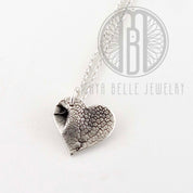 Pet Nose Print Charm Necklace in a small silver heart- Maya Belle Jewelry 