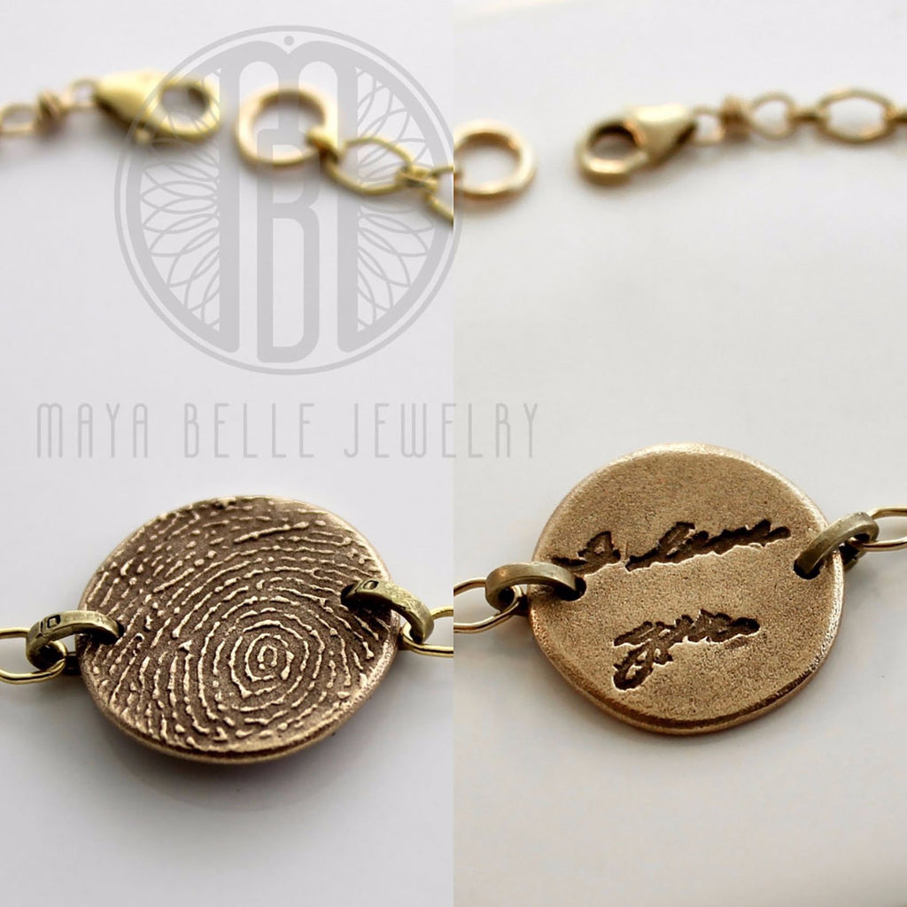 Fingerprint and Handwriting bracelet - Maya Belle Jewelry 