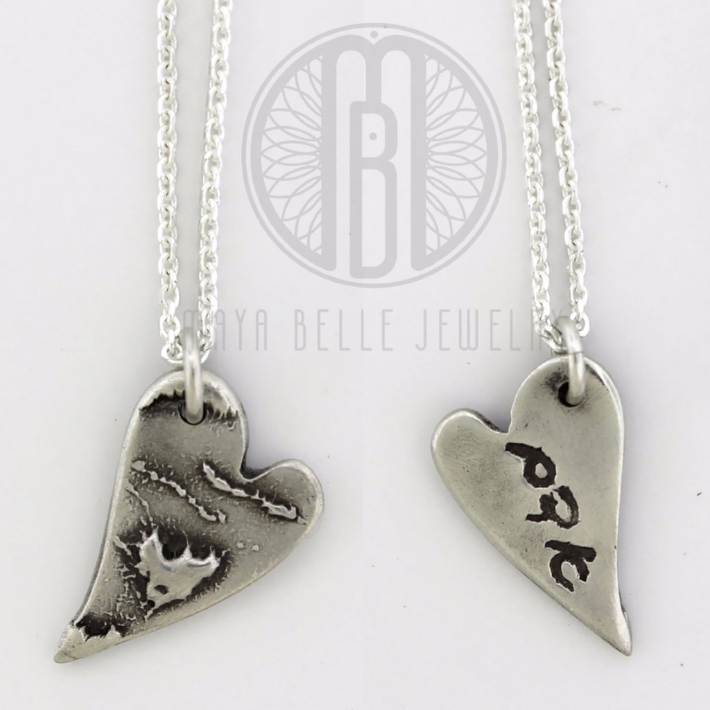 Baby's ZOOMED in handprint or footprint with actual handwriting on the reverse - Maya Belle Jewelry 