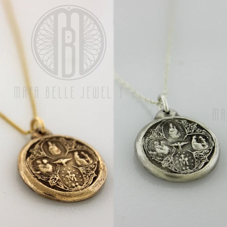 Four-Way Catholic Medal • Saints Pendant Charm Bangle - Maya Belle Jewelry 
