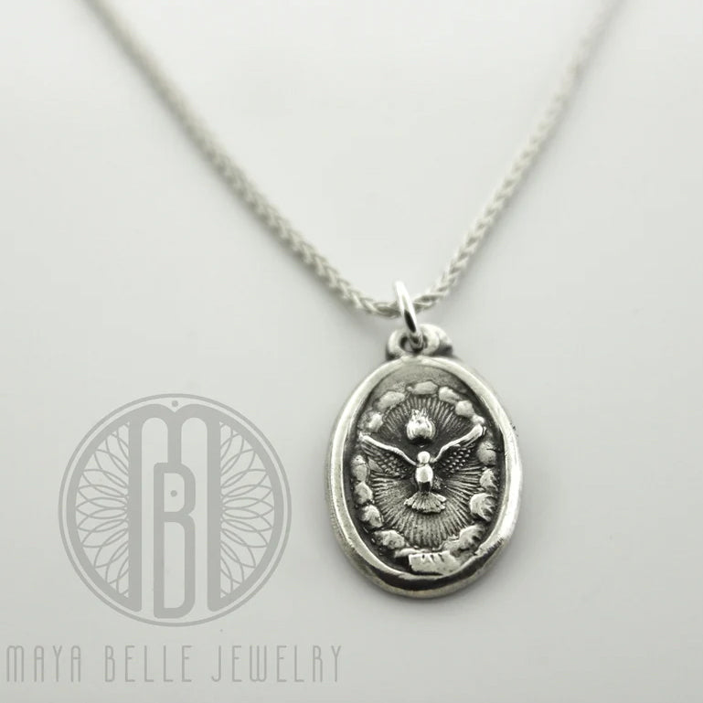 Holy Spirit Medallion Charm Necklace - Maya Belle Jewelry 