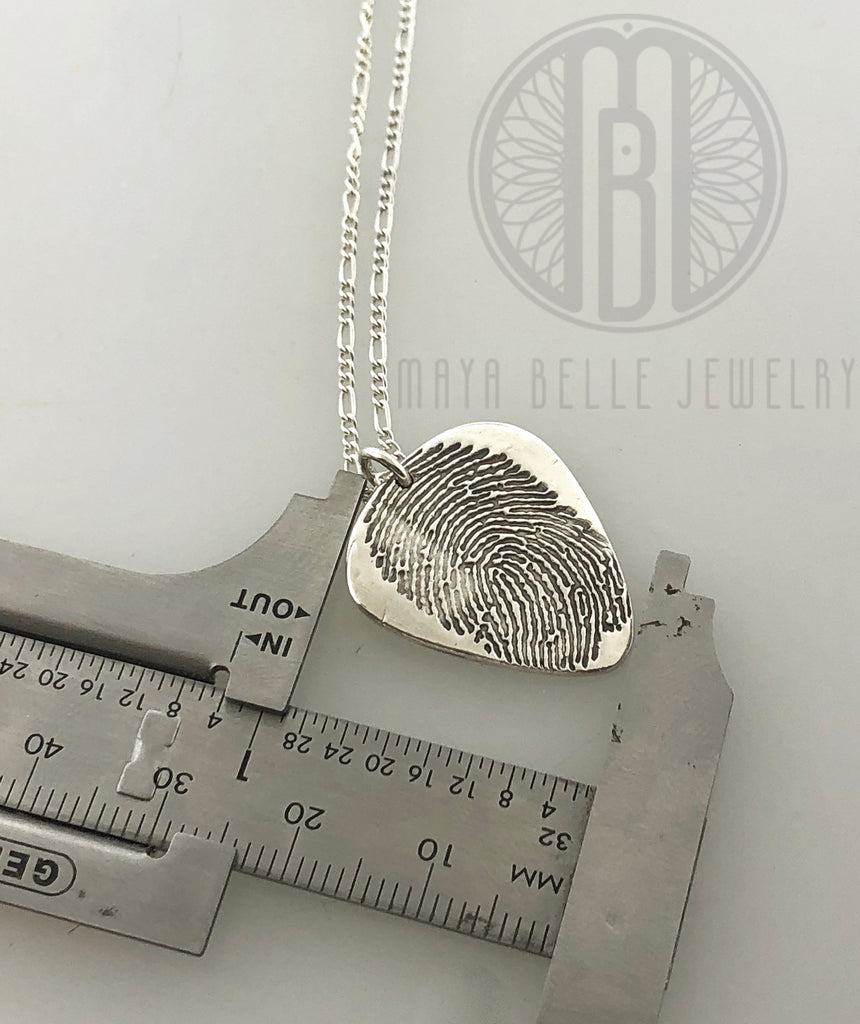 Guitar Pick Fingerprint Necklace with Handwriting on the back - Maya Belle Jewelry 