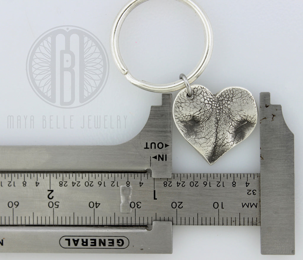 Large Doggie Nose (or Paw) Print Keychain with Custom Engraving - Maya Belle Jewelry 