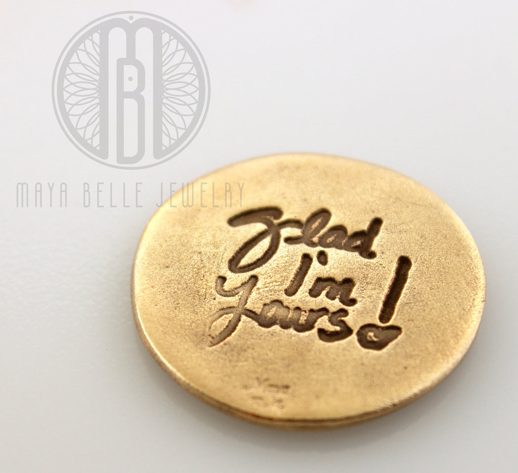 Handwriting Good Luck Pocket Charm in Pure Bronze - Maya Belle Jewelry 