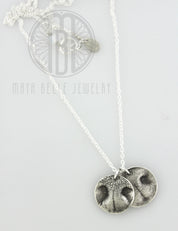 Two Dog Nose Print Pendants Necklace with Choice of Shape and Engraving - Maya Belle Jewelry 
