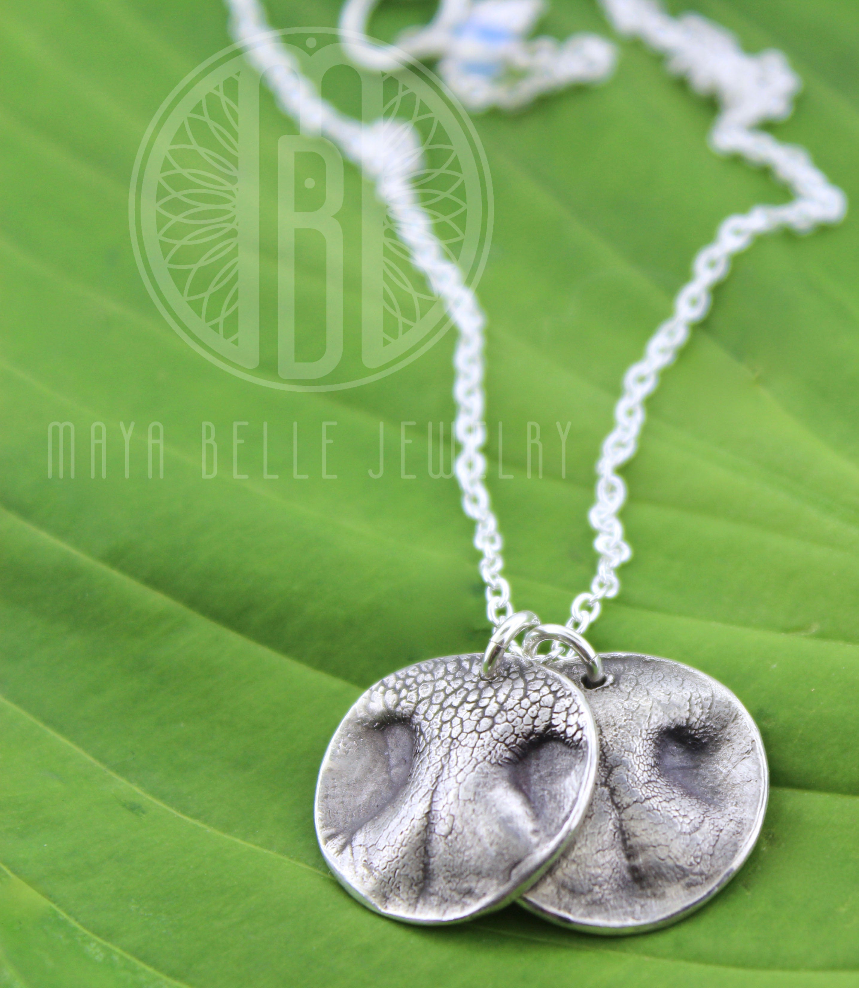 Your Dogs Nose Prints in fine silver with Choice of Shape and Engraving - Maya Belle Jewelry 