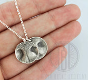 Two Dog Nose Print Pendants Necklace with Choice of Shape and Engraving - Maya Belle Jewelry 