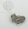 Two Fingerprint Charms Necklace Pure Silver with choice of shape and birthstone - Maya Belle Jewelry 