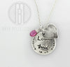 Fingerprint and actual handwriting memorial keepsake necklace with choice of birthstone - Maya Belle Jewelry 
