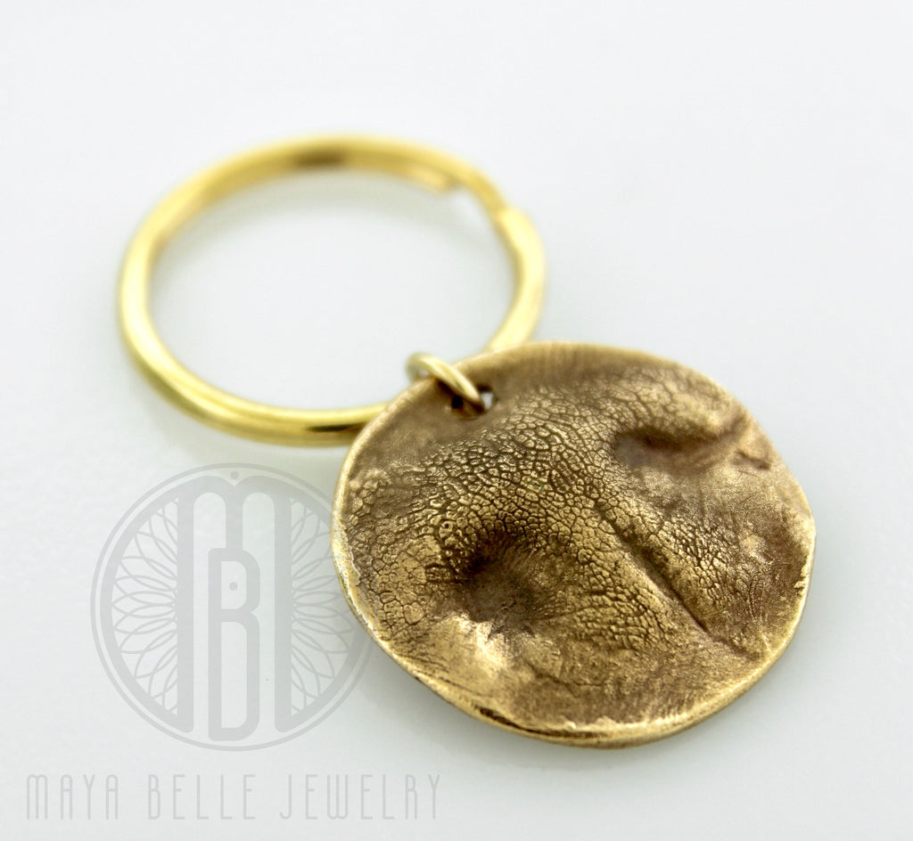 Large Dog Print Keychain in Pure Bronze - Maya Belle Jewelry 