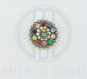 Mandala Fingerprint Necklace with Set Birthstone in Choice of Silver or Bronze - Maya Belle Jewelry 
