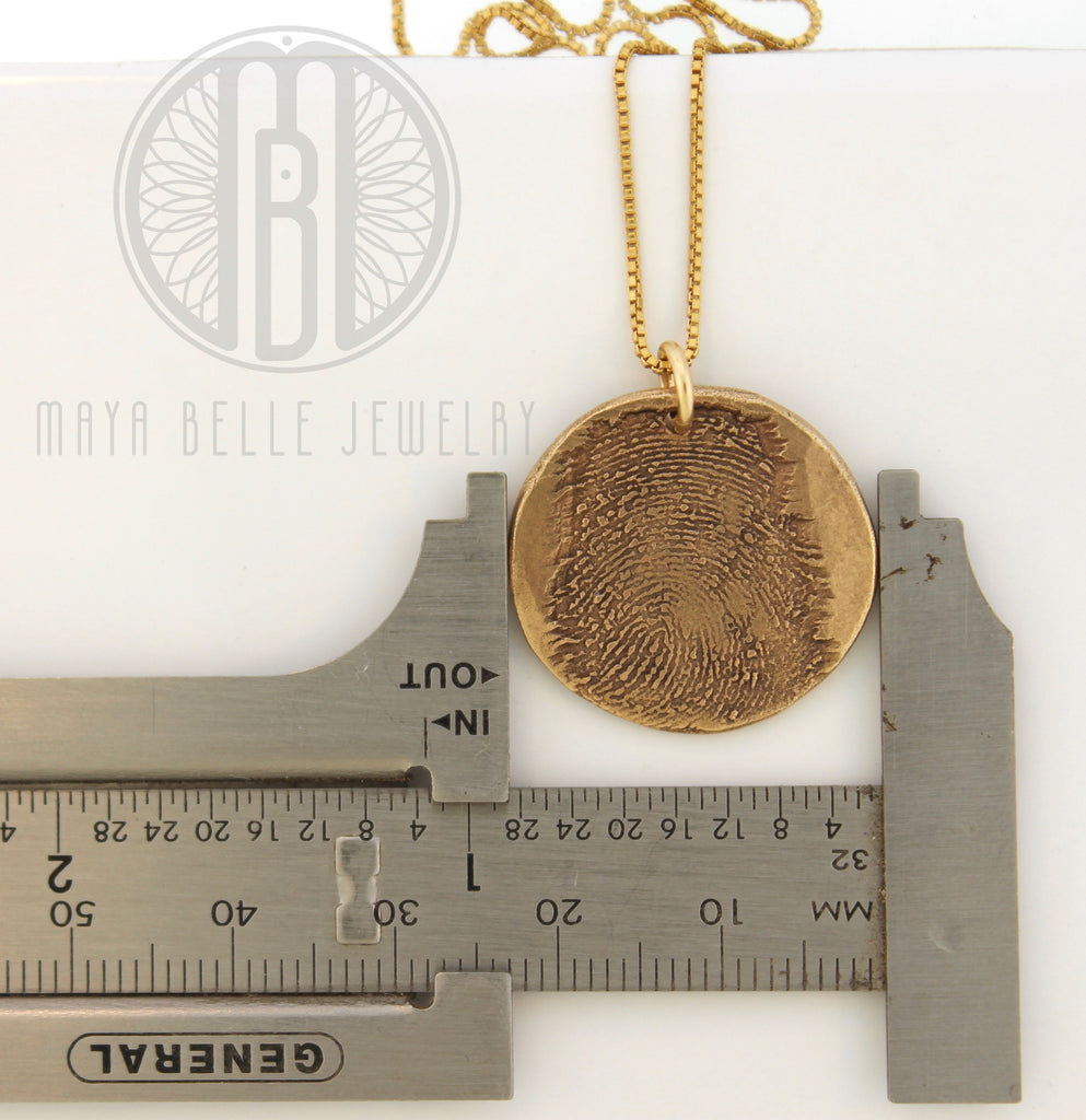 Large Fingerprint Necklace with Engraving on the back - Maya Belle Jewelry 