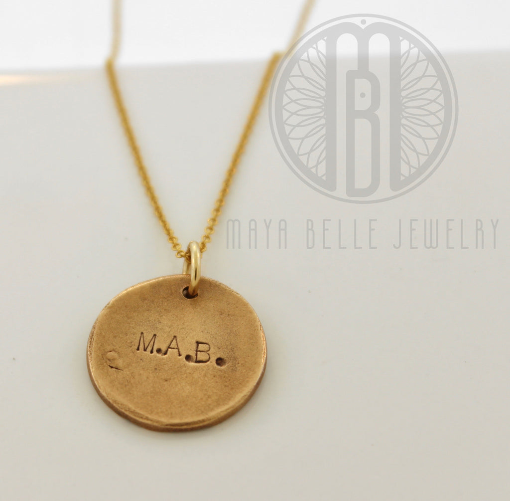 Small Fingerprint Necklace with Engraving on the back and Birthstone - Maya Belle Jewelry 