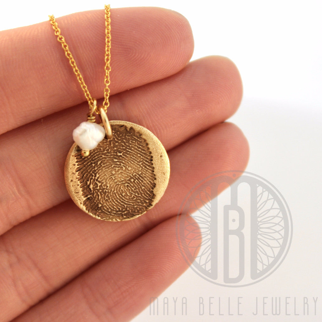 14K YELLOW GOLD CUSTOM BUTTERFLY THUMBPRINT NECKLACE | Patty Q's Jewelry Inc