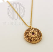 Mandala Fingerprint Necklace with Set Birthstone in Choice of Silver or Bronze - Maya Belle Jewelry 