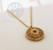 Mandala Fingerprint Necklace with Set Birthstone in Choice of Silver or Bronze - Maya Belle Jewelry 
