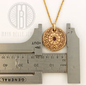 Mandala Fingerprint Necklace with Set Birthstone in Choice of Silver or Bronze - Maya Belle Jewelry 