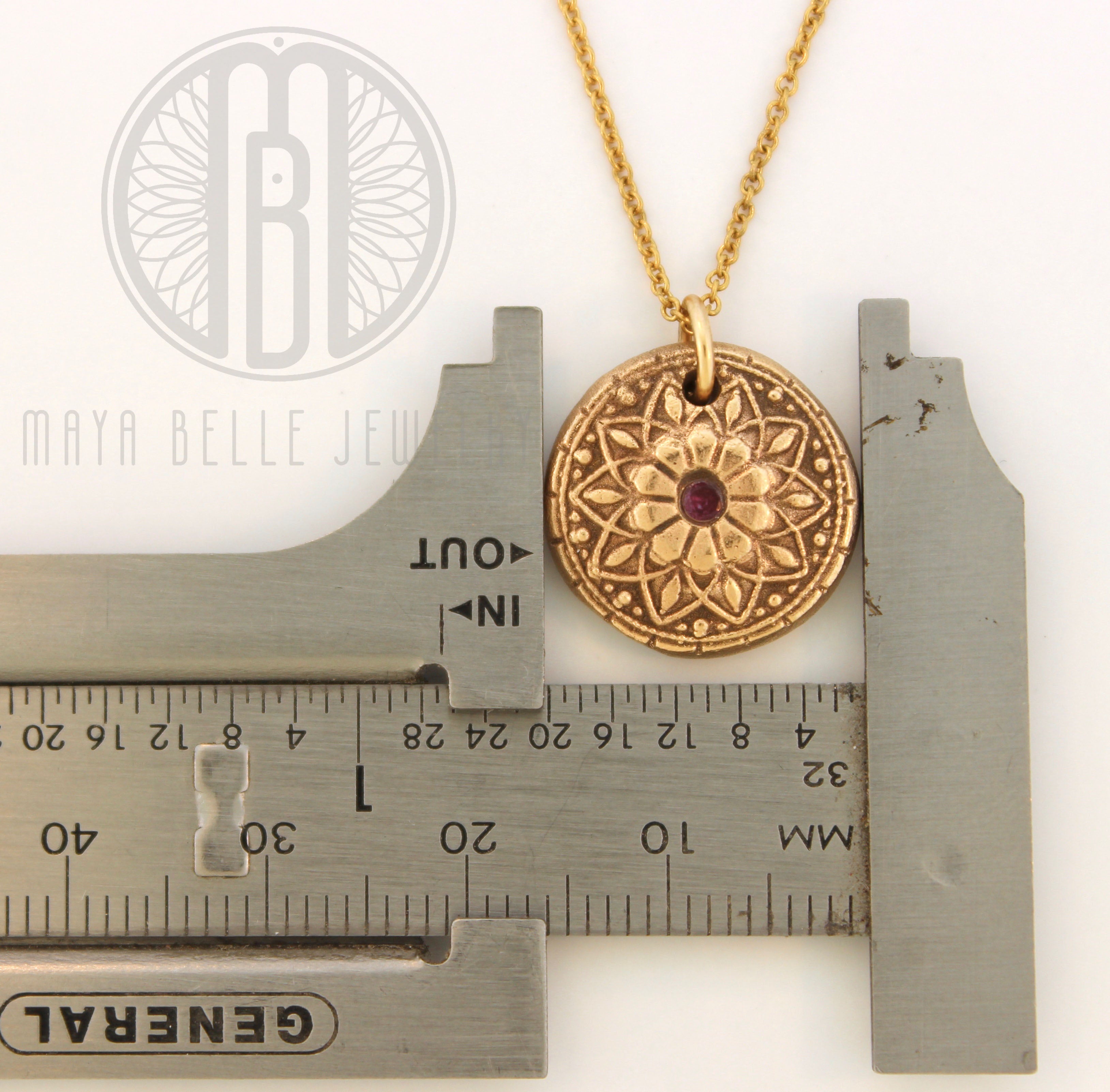 Mandala Fingerprint Necklace with Set Birthstone in Choice of Silver or Bronze - Maya Belle Jewelry 