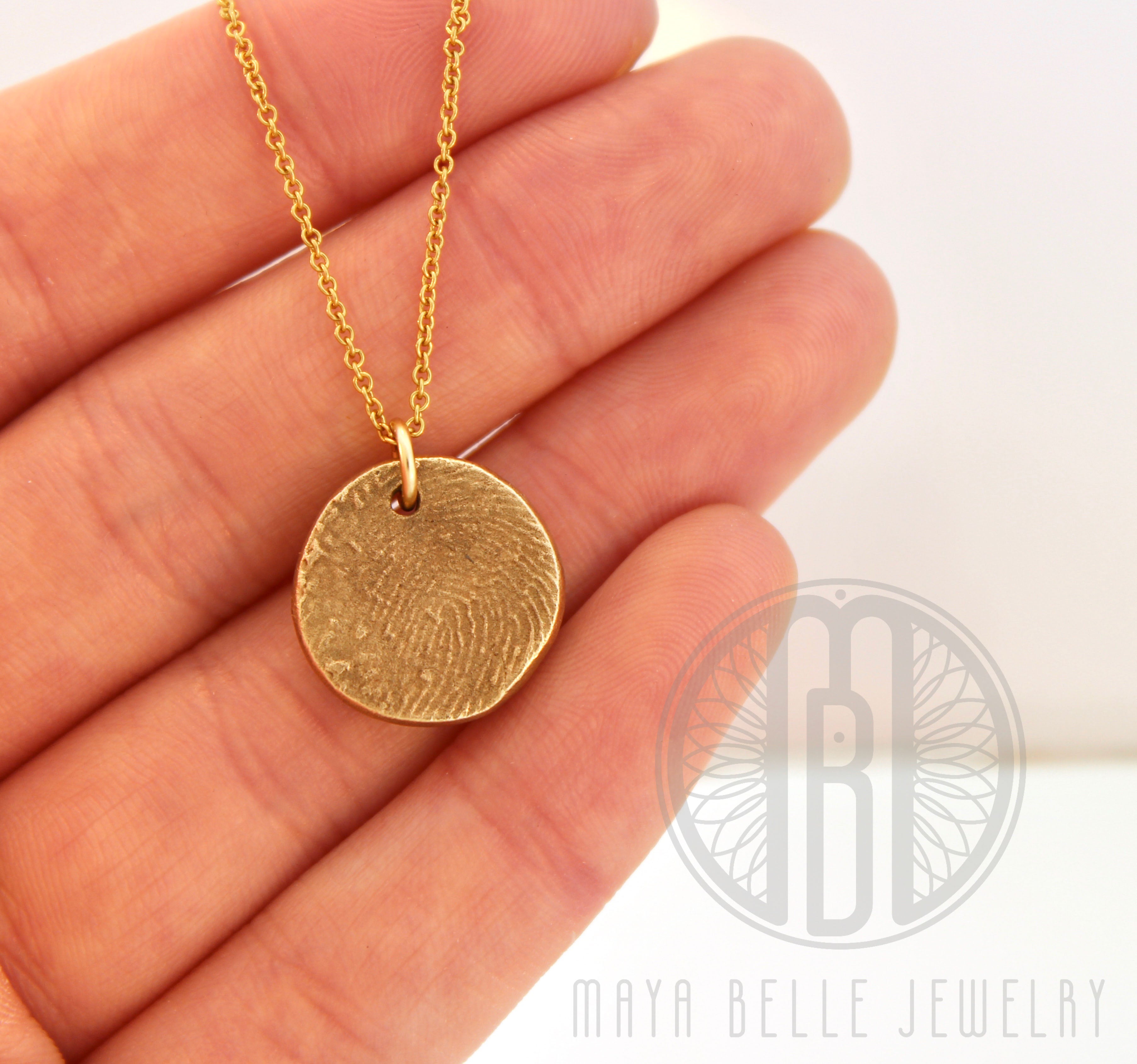 Mandala Fingerprint Necklace with Set Birthstone in Choice of Silver or Bronze - Maya Belle Jewelry 
