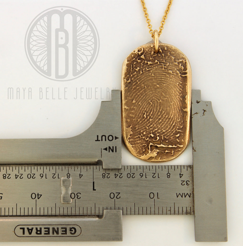 Not Gone Just Gone Ahead Fingerprint or Thumbprint memorial Pendant keepsake dog tag - Maya Belle Jewelry 