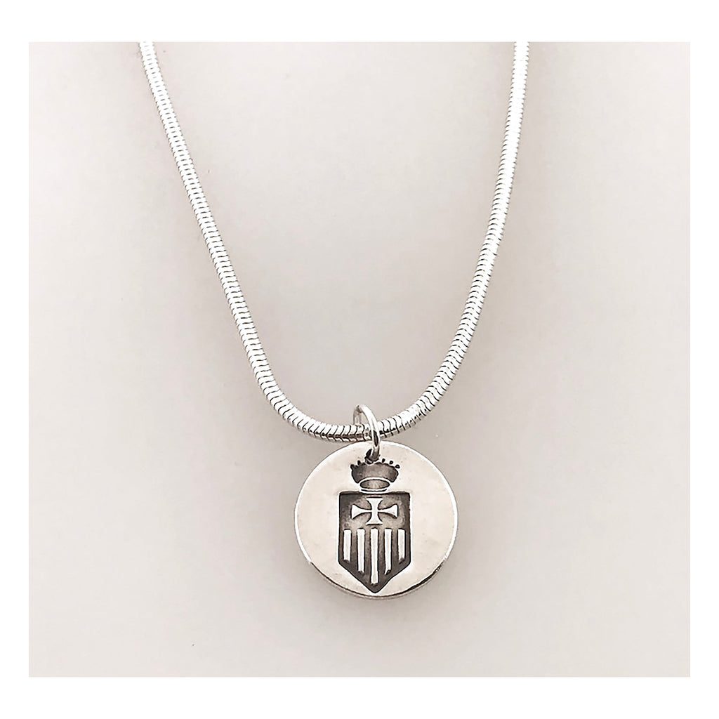 Merion Mercy shield necklace in silver - Maya Belle Jewelry 