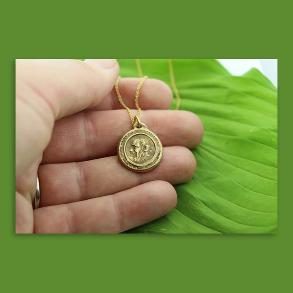 Padre Pio Saint Medallion Charm Necklace - Maya Belle Jewelry 
