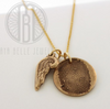 Small Fingerprint Charm with Angel Wing and Birthstone and or Initial - Maya Belle Jewelry 