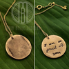 Large Fingerprint Necklace with Handwriting on the back with Choice of Silver or Bronze and Shape - Maya Belle Jewelry 