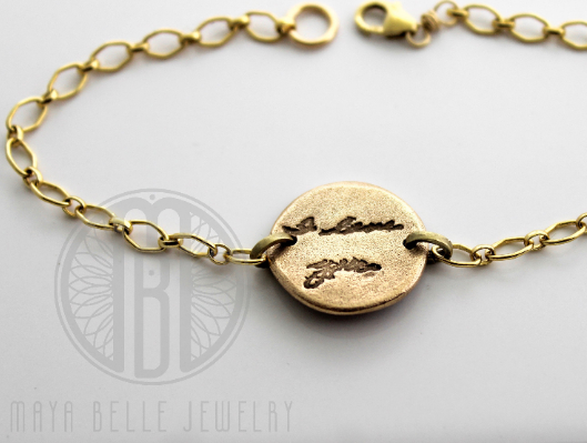 Handwriting Charm Bracelet (With Choice of Silver or Bronze, Shape and up to 5 Charms) - Maya Belle Jewelry 